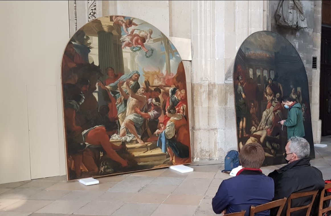 Visioconférence autour de la restauration de 6 tableaux de l'église Saint-Eustache (Ier)